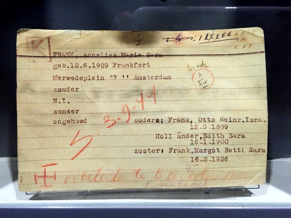 Anne Frank's Auschwitz intake card at the Anne Frank Huis. Discover 13 picture perfect reasons to visit Amsterdam, the Netherlands. Want even more wanderlust inspiration? Follow The Scenic Suitcase on Pinterest!