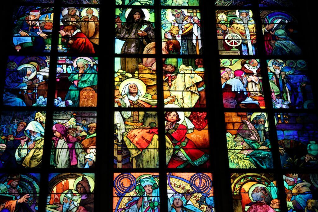 Stained glass in St. Vitus Cathedral. Discover 25 picture perfect reasons to visit Prague, Czech Republic. Want even more wanderlust inspiration? Follow The Scenic Suitcase on Pinterest!