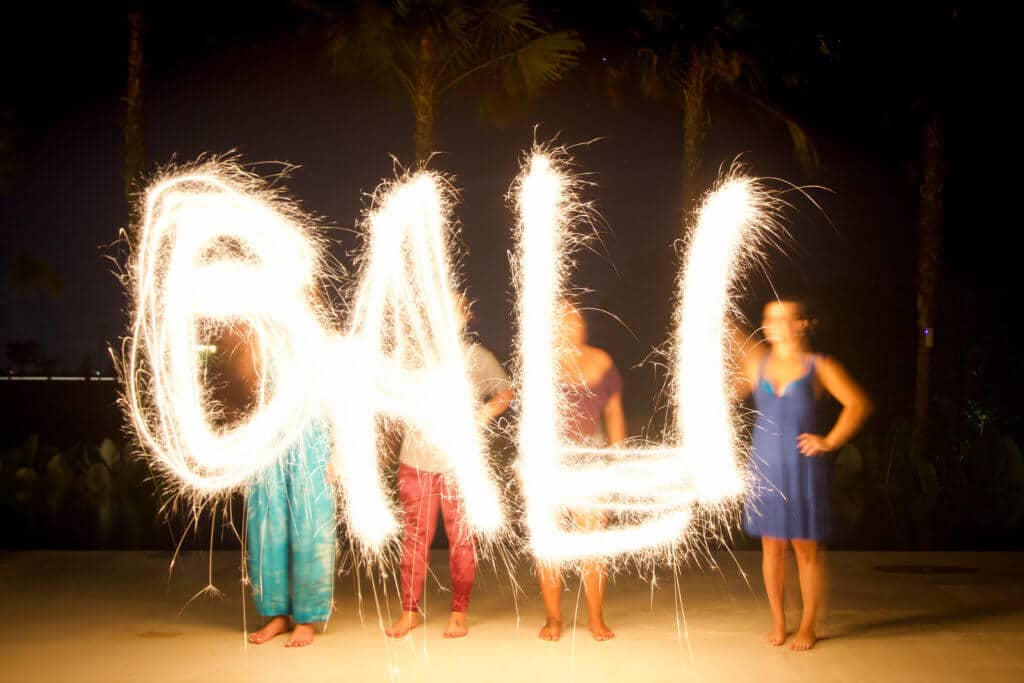 Bali in sparklers at night. Discover 27 picture perfect things to see in Bali, Indonesia. And for more travel tips and wanderlust inspiration, follow The Scenic Suitcase on Pinterest!
