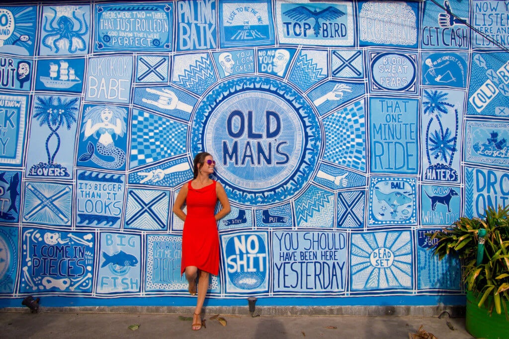 Wall mural outside Old Mans. Discover 27 picture perfect things to see in Bali, Indonesia. And for more travel tips and wanderlust inspiration, follow The Scenic Suitcase on Pinterest!
