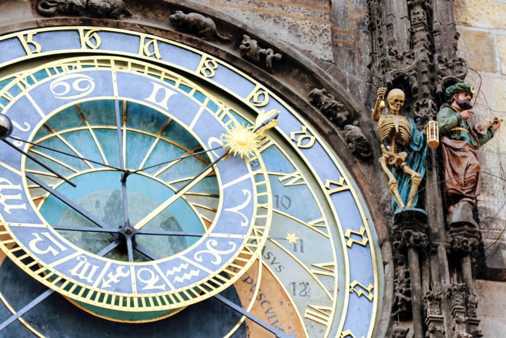 The colorful Astronomical Clock in old town Prague, Czech Republic. Discover the most picture perfect moments of the year. And for more travel tips and wanderlust inspiration, follow The Scenic Suitcase on Pinterest!