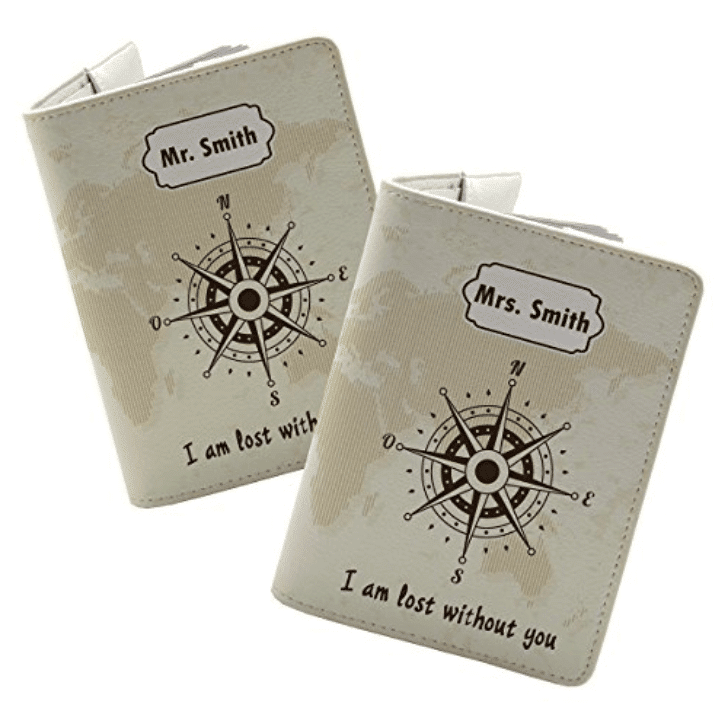 Couples personalized passport holders. Looking for a heartfelt gift for the traveller in your life? Then discover 12 wanderfully romantic travel gifts for your special someone! And for more wanderlust inspiration and travel tips follow The Scenic Suitcase on Pinterest!