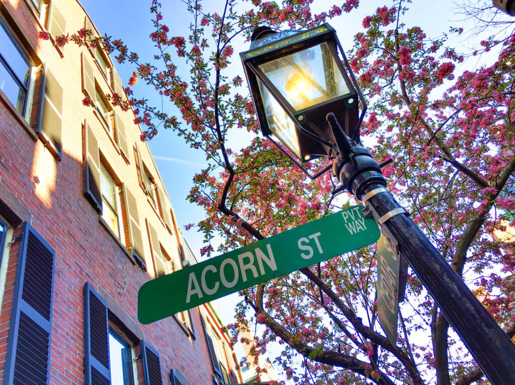 A lightpole with the street sign "Acorn Street" with cherry blossoms. Discover the picture perfect reasons to visit Boston, Massachusetts. From historic landmarks to local favorites, this is what you shouldn't miss on your trip to Beantown. And for more wanderlust inspiration and travel tips follow The Scenic Suitcase on Pinterest!