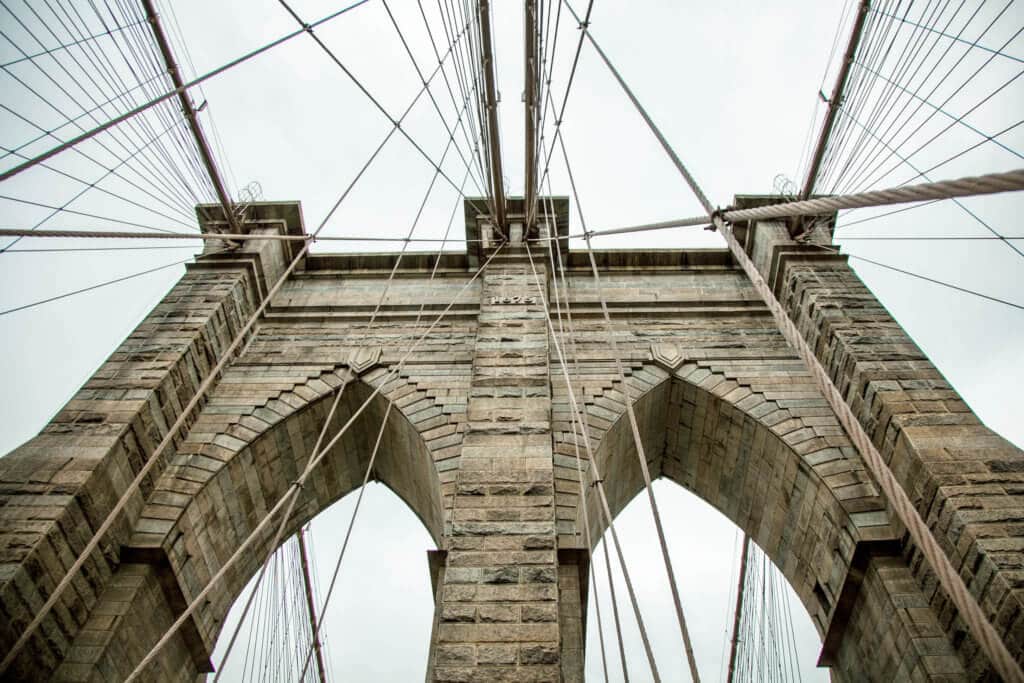 The stone face of the Brooklyn Bridge. Discover 20 of the most iconic photo locations in the world, with links to a map of where you can find them! And for more wanderlust inspiration and travel tips, follow The Scenic Suitcase on Pinterest!