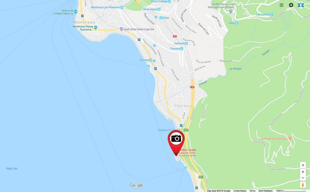 A map of Montreaux, Switzerland.
