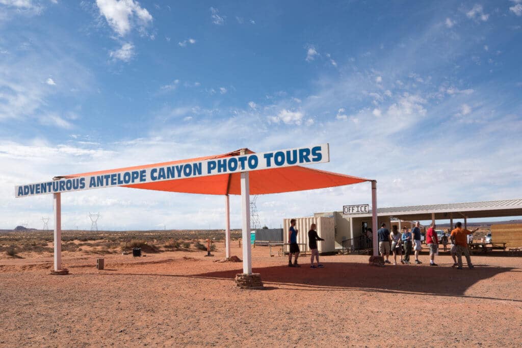 Adventurous Antelope Canyon Photo Tours office. Discover the very best way to photograph Antelope Canyon. From what tour to book, to the camera settings needed for perfect pictures. And for more travel tips and wanderlust inspiration, follow The Scenic Suitcase on Pinterest!