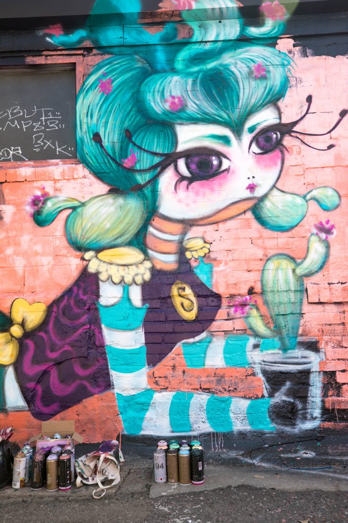 Whimsical street art in Denver, Colorado.