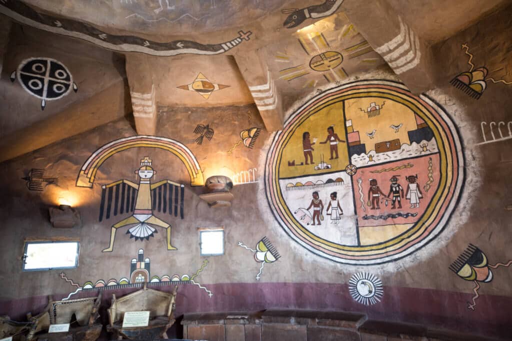 Native American drawings inside the watchtower at the South Rim of the Grand Canyon. Discover some of the most beautiful places in the American Southwest. Awe-inspiring destinations and what you shouldn't miss on your next road trip! And for more travel tips and wanderlust inspiration, follow The Scenic Suitcase on Pinterest!