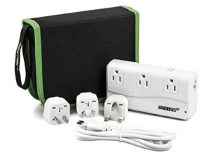 Travel power strip and converter. Discover the top 10 travel essentials every globetrotter needs. These helpful (and sometimes surprising) accessories will transform the way you travel! And for more travel tips and wanderlust inspiration, follow The Scenic Suitcase on Pinterest!