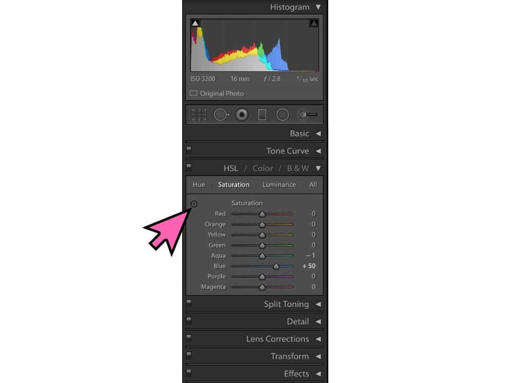 Screenshot of the color pickers within the HSL tab in Lightroom. Learn 7 lightroom tips and tricks to make your workflow infinitely easier. Once you know these shortcuts, you'll wonder how you ever lived without them! And for more travel and photography tips, follow The Scenic Suitcase on Pinterest!