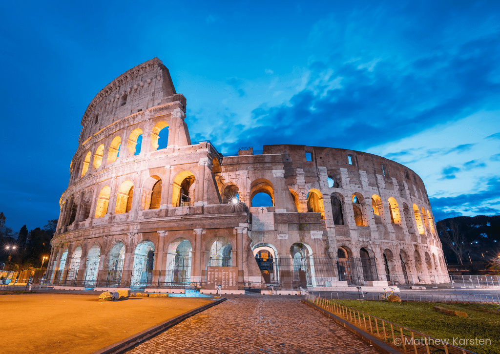Sunrise over the Rome's colosseum by Matthew Karsten. Learn incredible tips from expert photographers and a National Geographic editor that will improve your own photos and turn them into stunning masterpieces! And for more tips, follow The Scenic Suitcase on Pinterest!