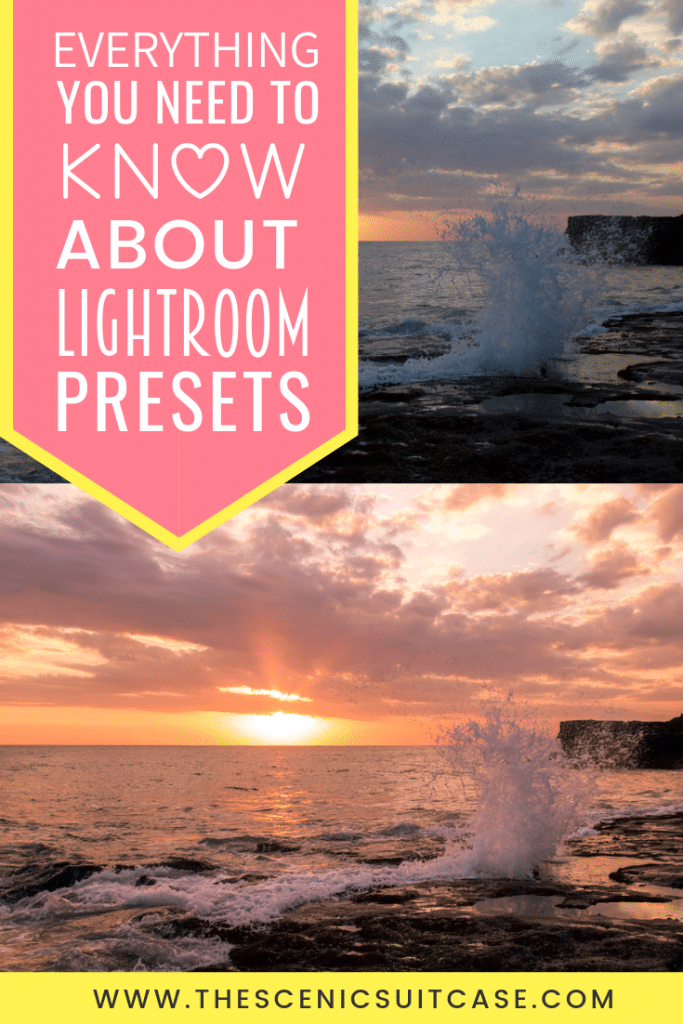 Learn everything you need to know about how to create and use Lightroom presets to edit your photos in half the time! And for more travel photography tips, follow The Scenic Suitcase on Pinterest!