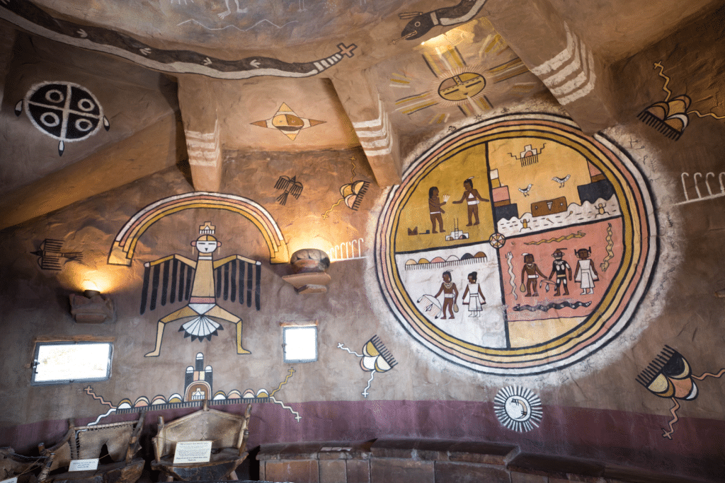 Native American drawings inside the South Rim tower at the Grand Canyon.