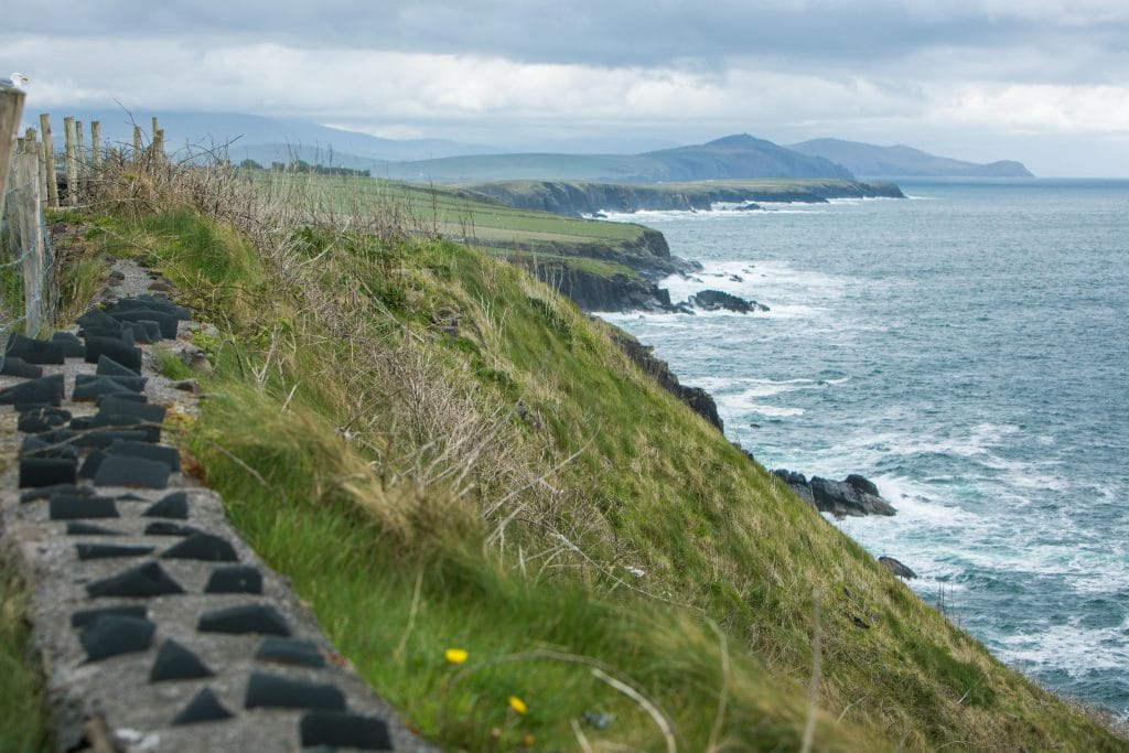 A stone wall along a lush shoreline in Ireland. There are countless reasons to visit Ireland. Discover 8 of the most amazing places you really shouldn't miss on your next trip to the emerald isle!