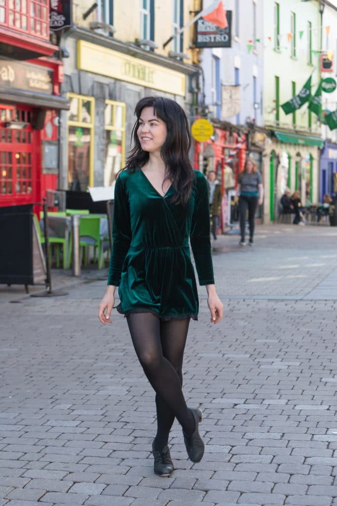 A traditional Irish dancer performing on the streets in Galway.