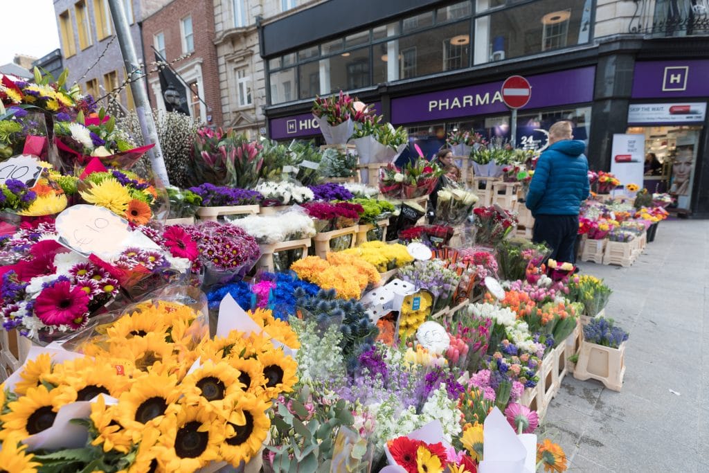 A colorful flower stand along Grafton Street. #GraftonStreet