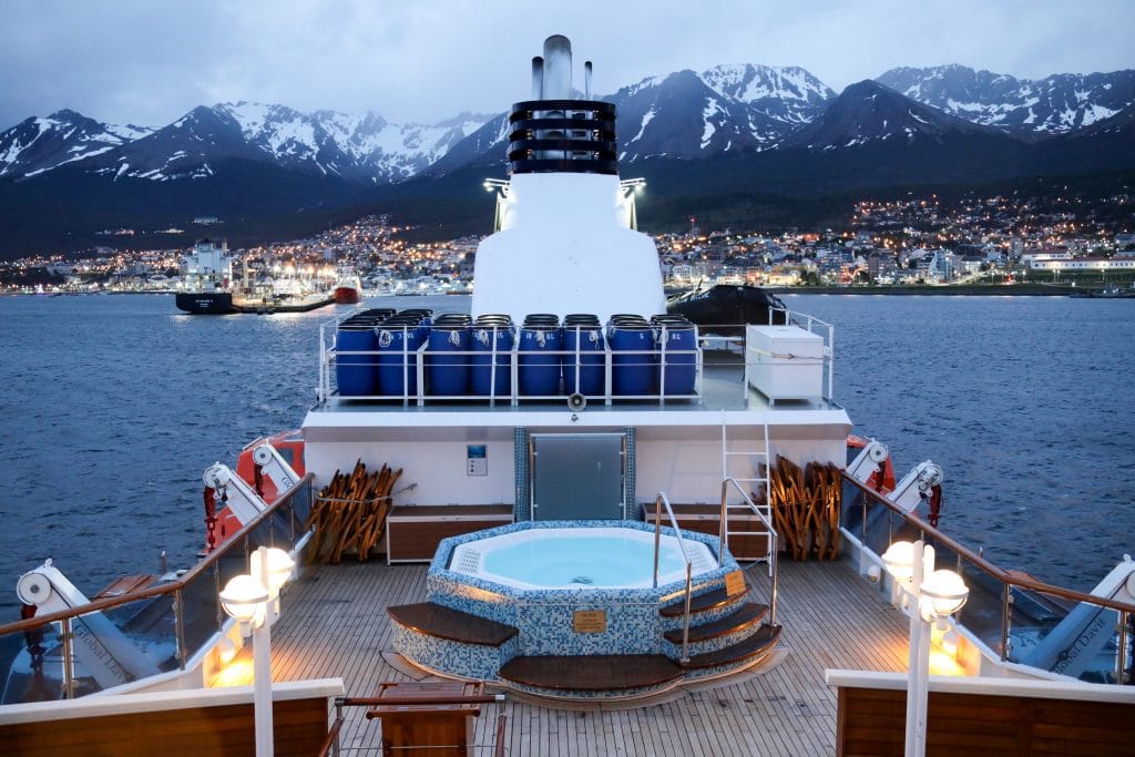 The view of Ushuaia from the back of a ship leaving the harbor. #ushuaia #argentina