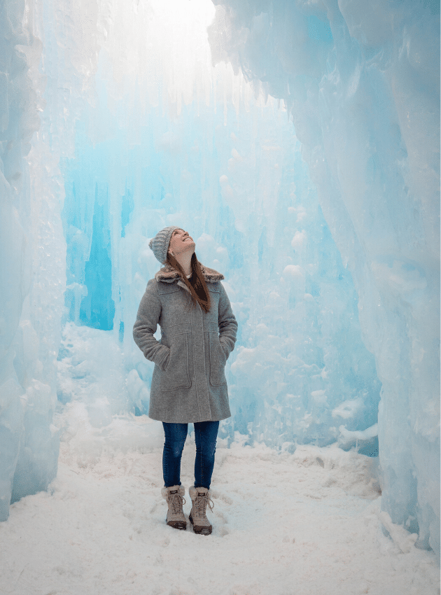 Girl inside an ice castle. One of the most picture perfect moments of 2019. #2019 #icecastle