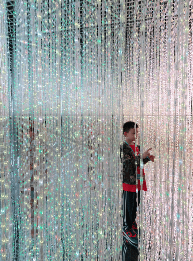 A boy at an art installation in Singapore.