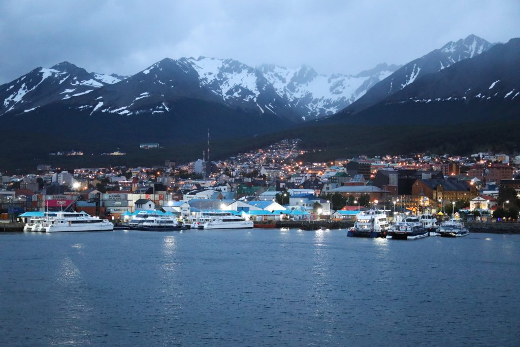The evening sky against the lights of the town. Just one of the many picturesque reasons to visit Ushuaia, Argentina. #ushuaia