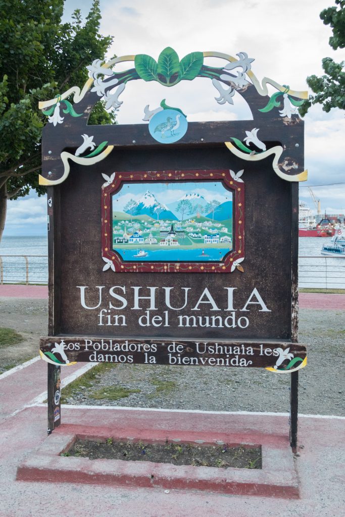 El fin del mundo sign near near the water in Ushuaia, Argentina. #ushuaia