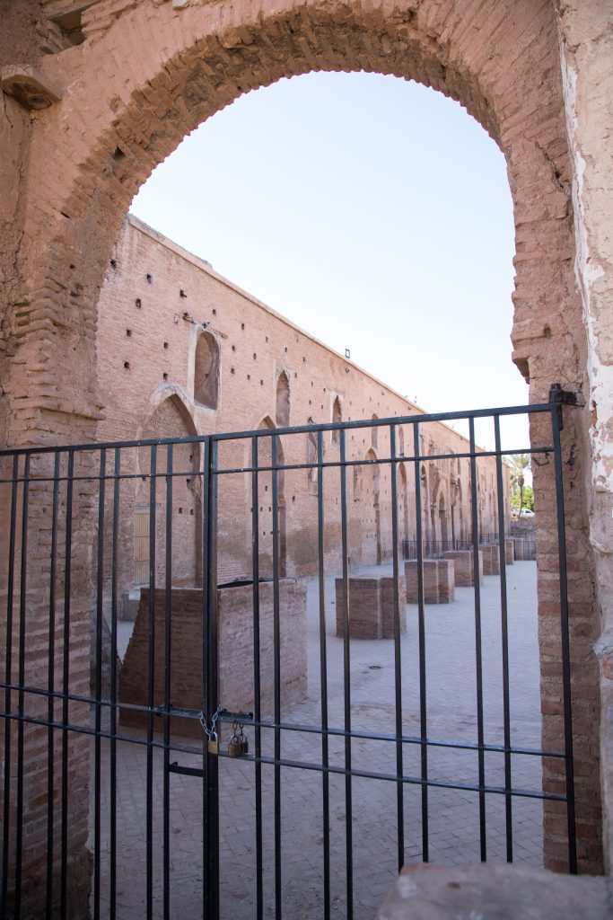 Looking into the gated off entrance of Koutoubia in Marrakesh. #marrakesh #koutoubia