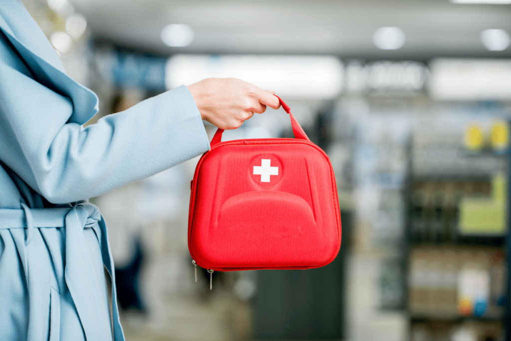 Travel first aid kit. Discover why these 10 expert tips for staying healthy while traveling will make your jetsetting a whole lot more enjoyable! #travelhealth