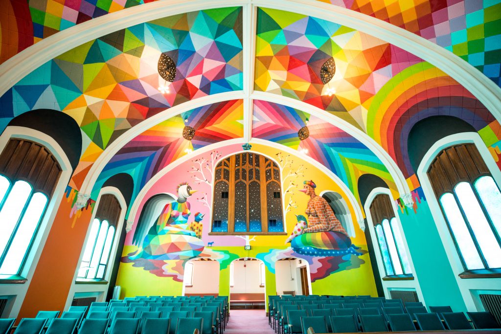 Colorful church interior. Find countless ways to stay inspired as a traveler when you're at home with these brilliant tips!
