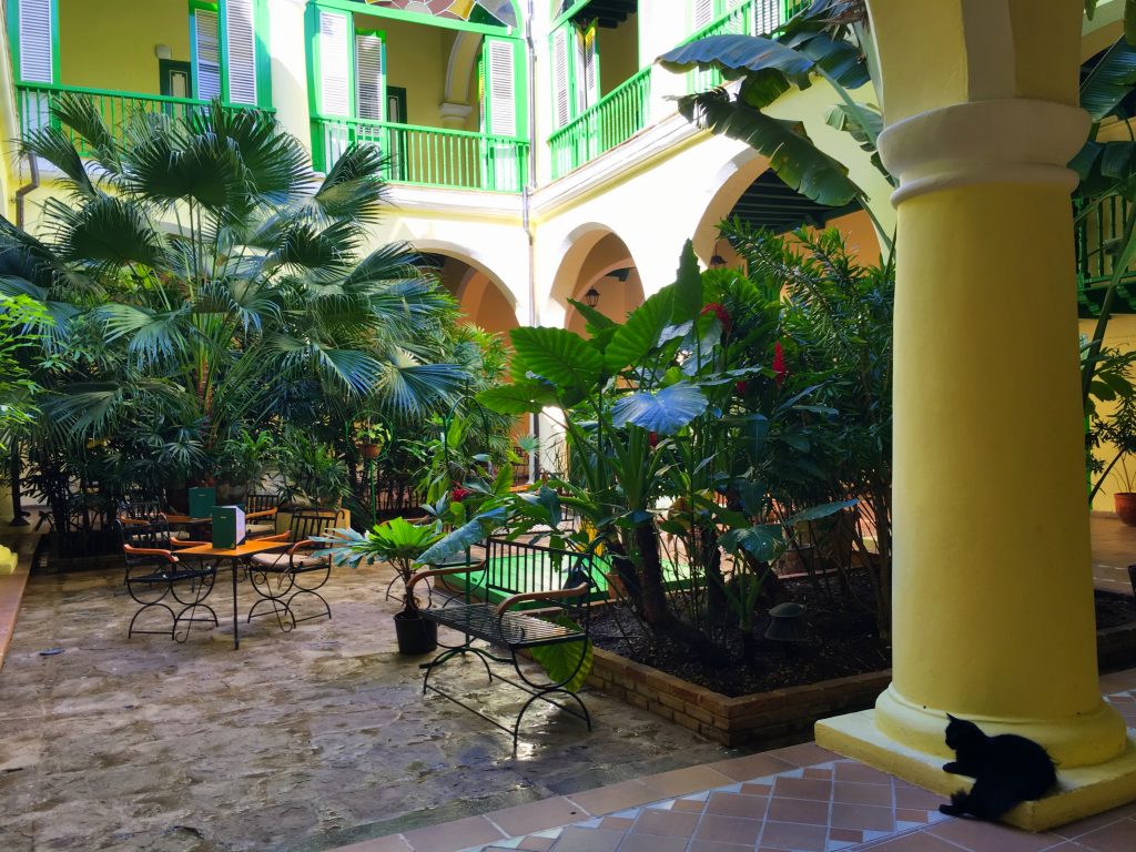 A hotel courtyard in Havana, Cuba.