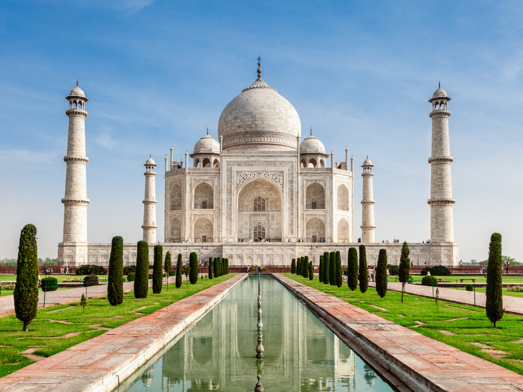 The outside of the Taj Mahal. It is one of the most stunning bucket list destinations in the world.