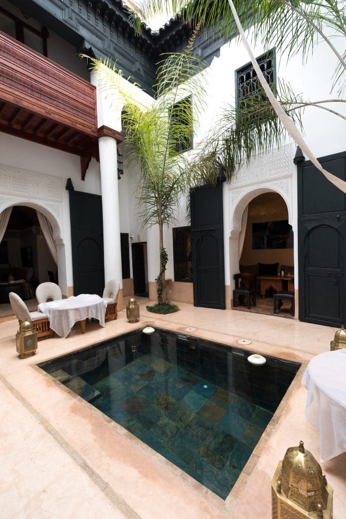 A courtyard riad pool in Marrakesh. #thingstoknowbeforevisitingmarrakesh