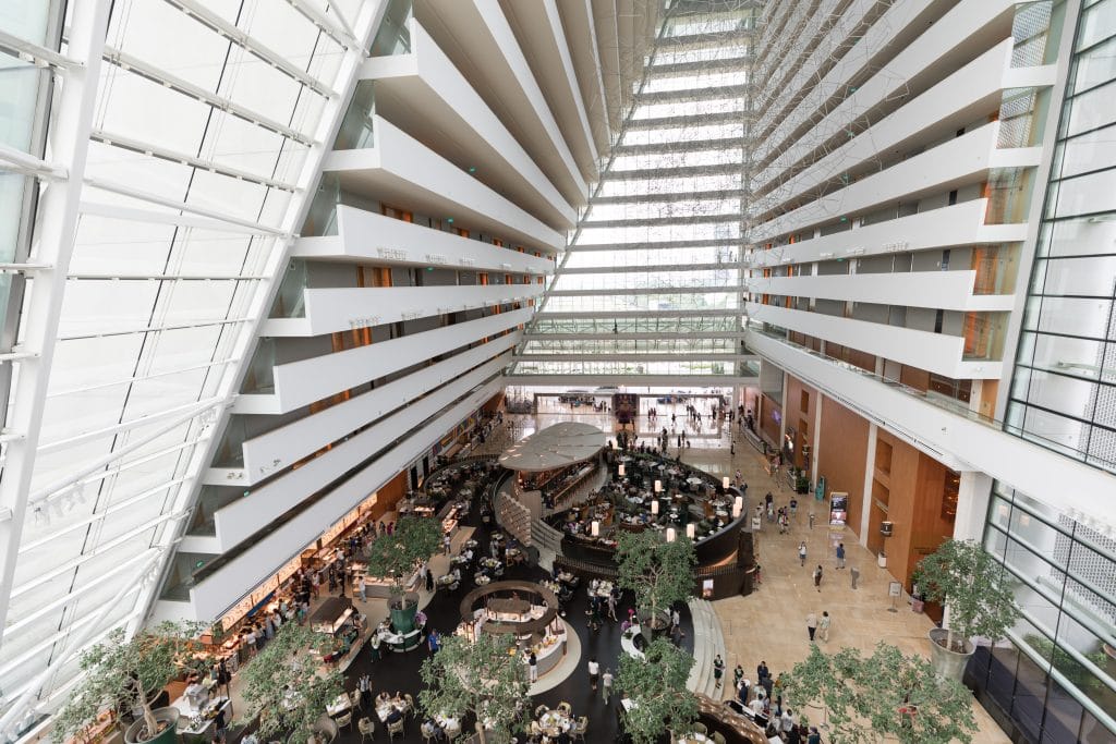 The lobby inside the Marina Bay Sands hotel in Singapore.