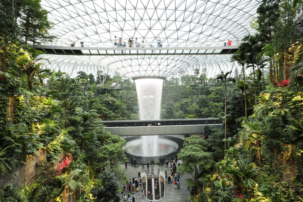 The waterfall inside the Jewel at Changi Airport. #changiairport #jewelchangiairport