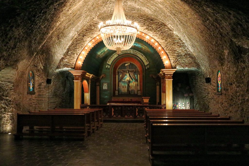 An underground chapel with salt chandeliers at a Salt Mine in Poland. One of the many historic sites that make me thankful for travel.