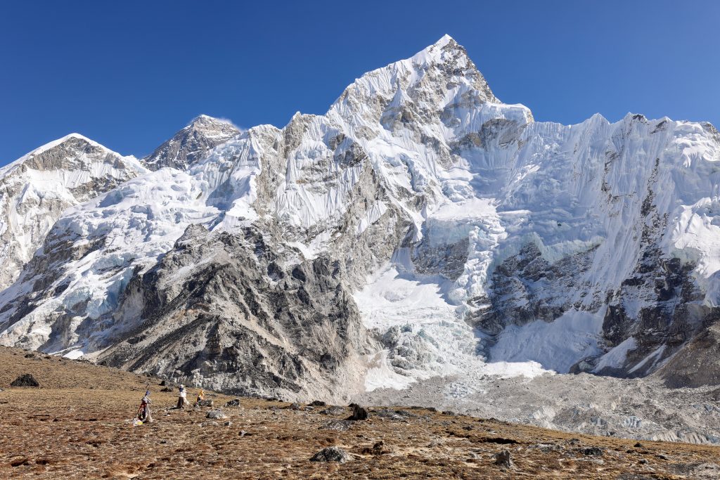 A stunning view of the mountains above Mount Everest Base Camp.