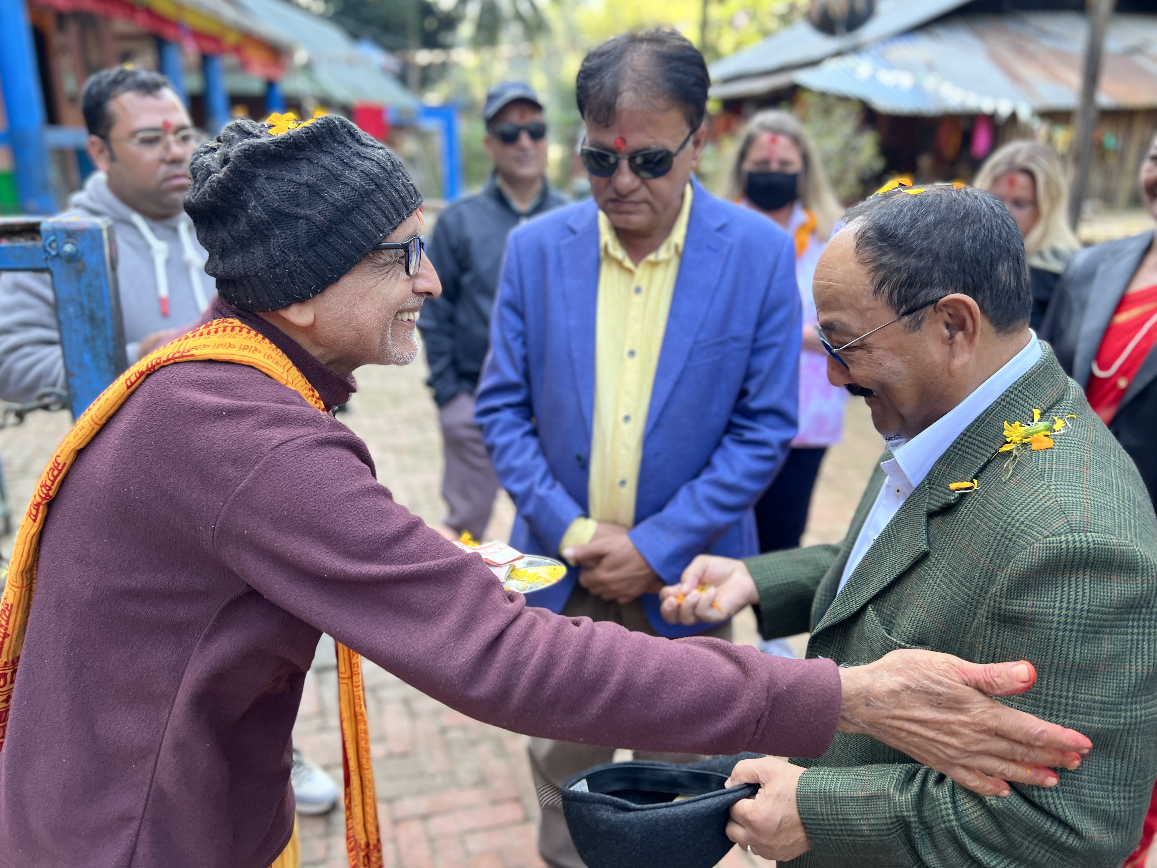 People speaking in Khandbari, Nepal.