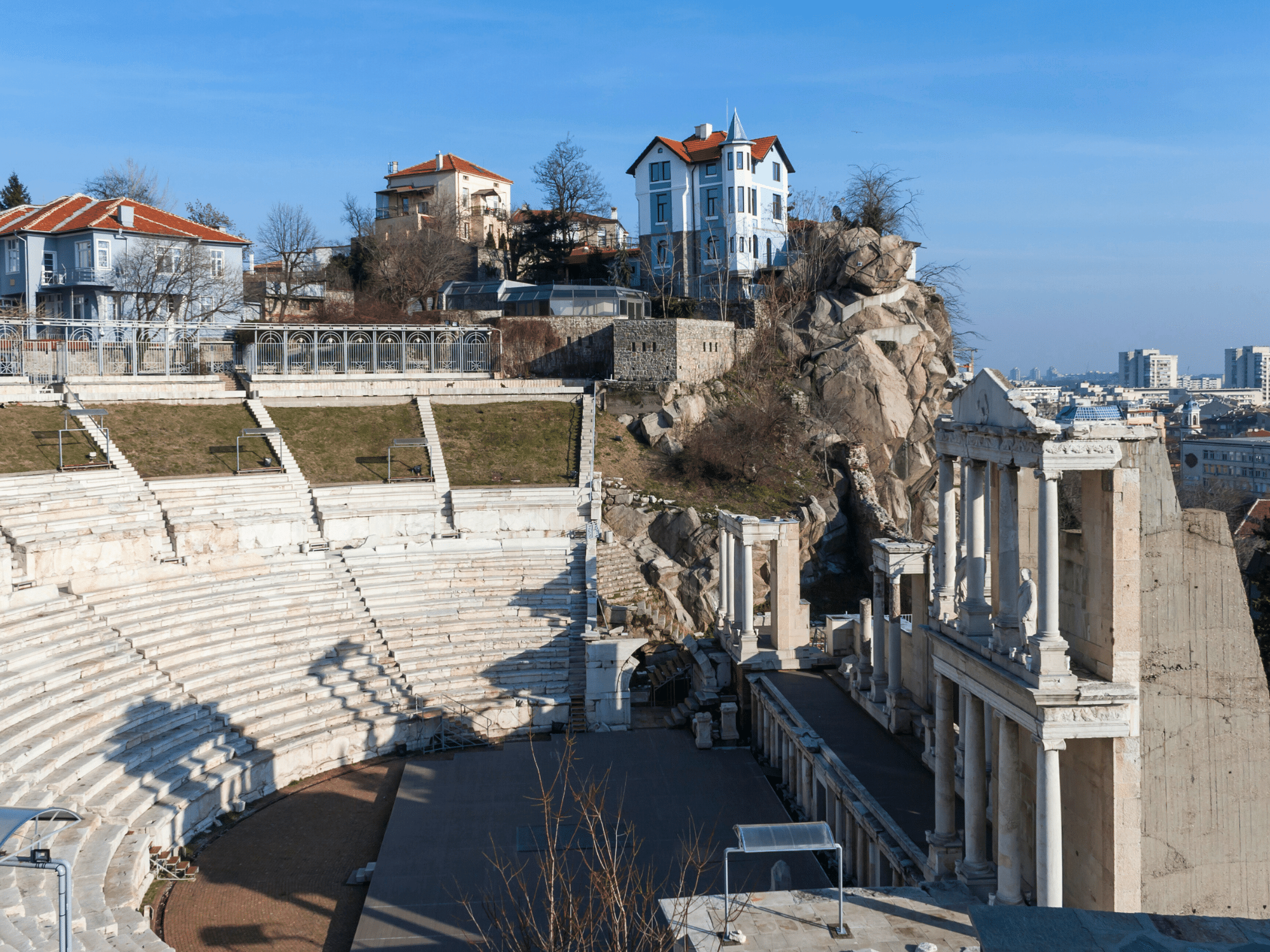 Ancient architecture of the Ancient Theatre of Philippopolis in Bulgaria.
