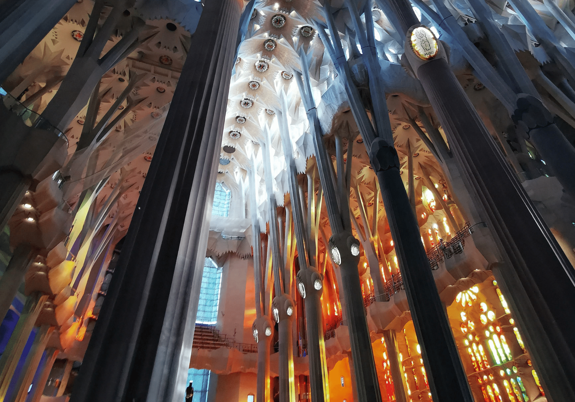 The artistic interior of a cathedral in Barcelona.